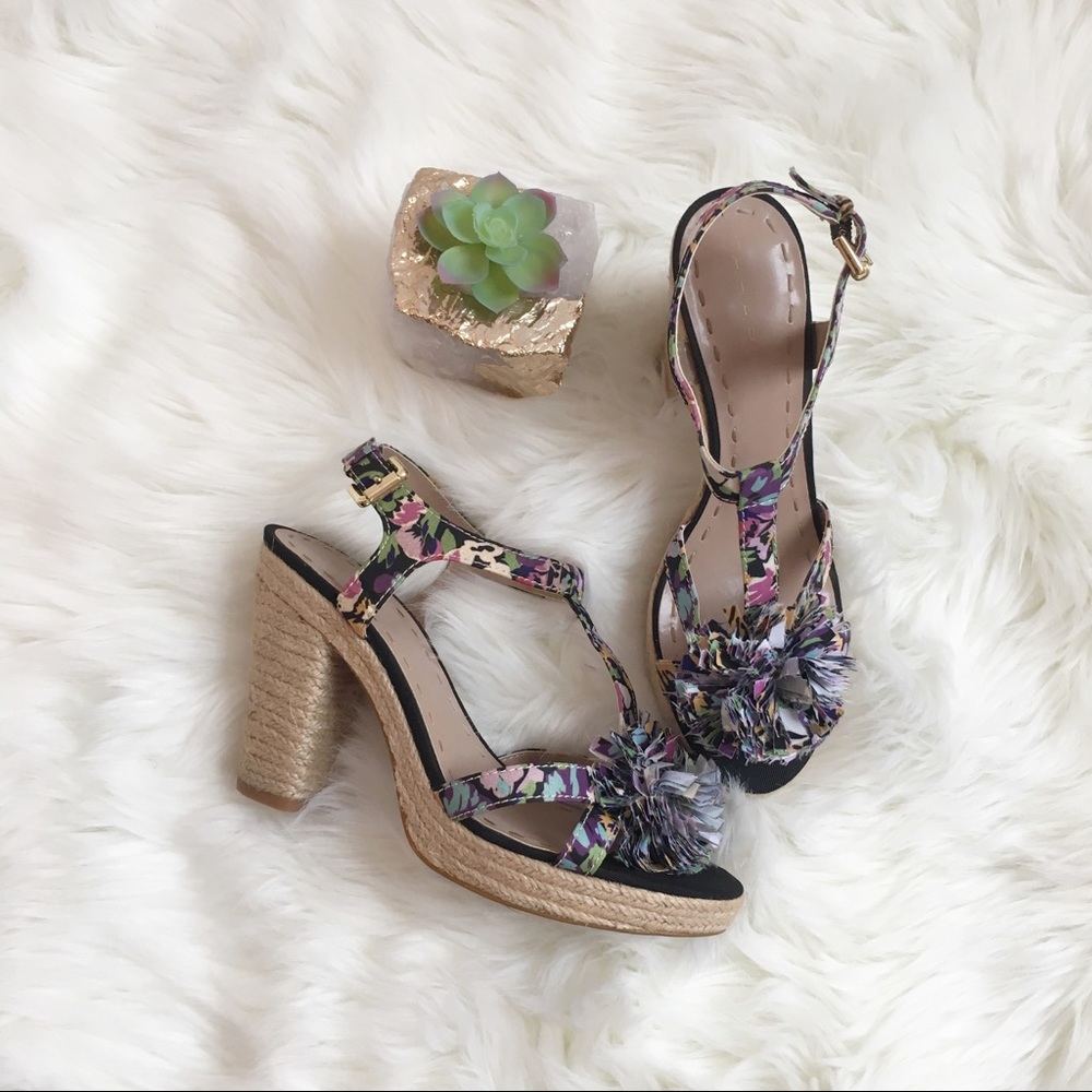 Tahari Floral Espadrille Chunky Heel Sandal